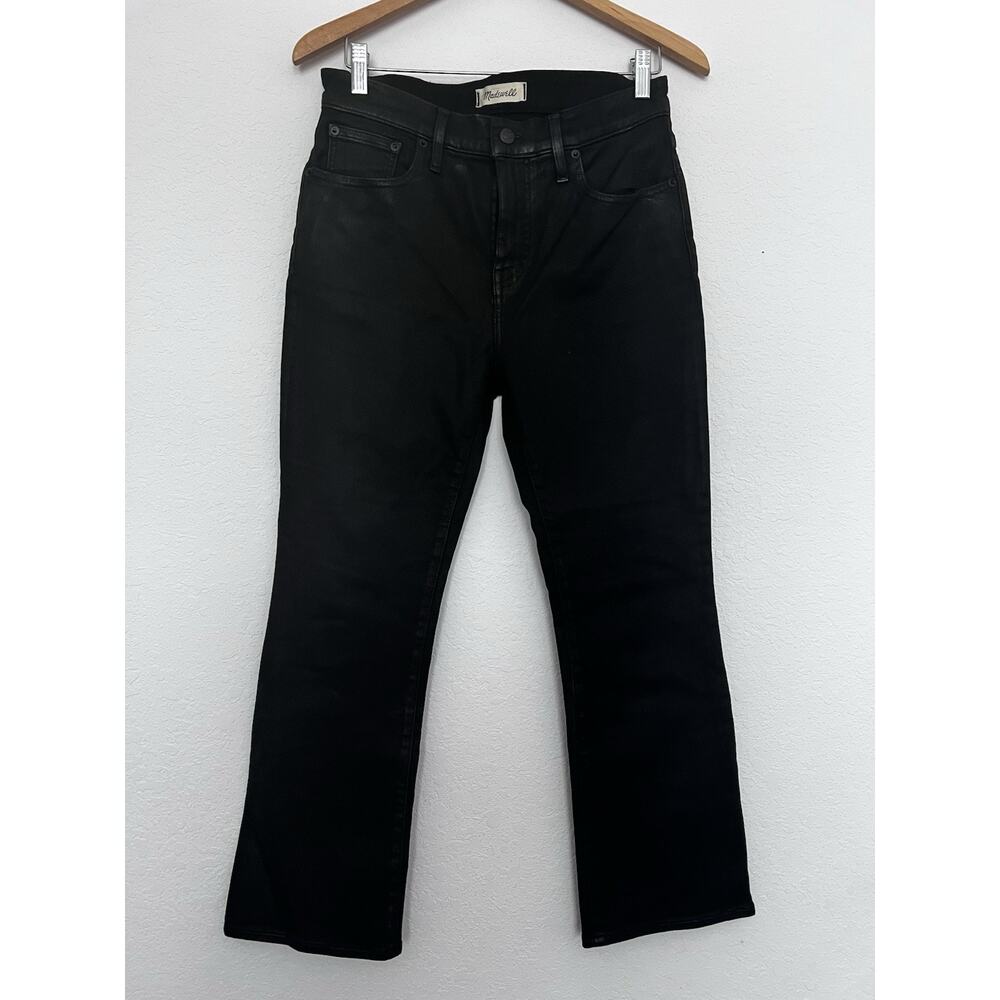Madewell Mid Rise Kick Out Jeans Womens 29 Black Wax Denim